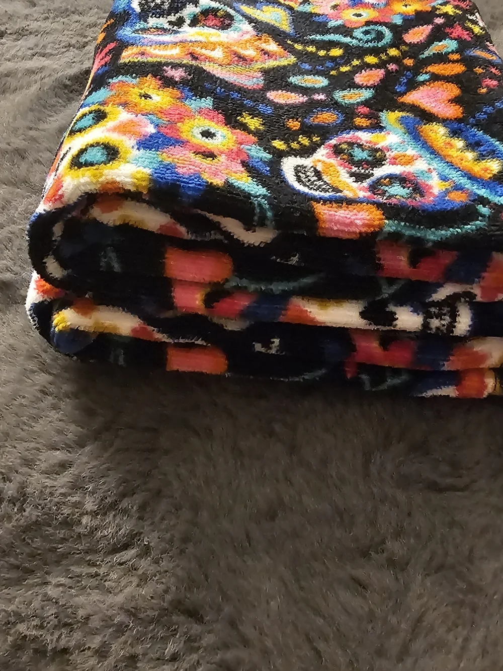 Cynthia Rowley Black Kids Bib with Colorful Sugar Skull & Floral Print